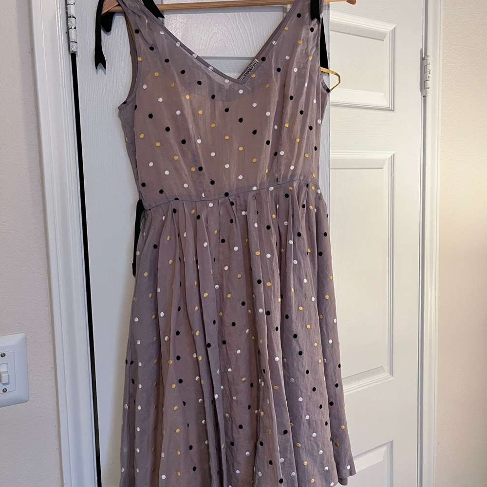 Yoana Baraschi Gray Polka Dot Midi Dress